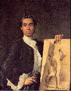 Melendez, Luis Eugenio Portrait of the Artist Holding a Life Study oil painting picture wholesale